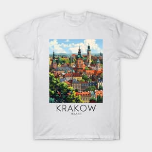 A Pop Art Travel Print of Krakow - Poland T-Shirt